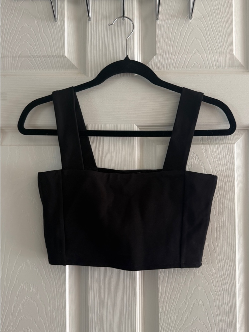 Zara Black Square-Front Cropped Tank with Wide Straps new